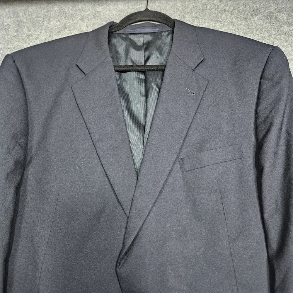 Vtg Burberry London Blazer Mens‎ 48L Navy Blue 100% Wool Single Breasted Button